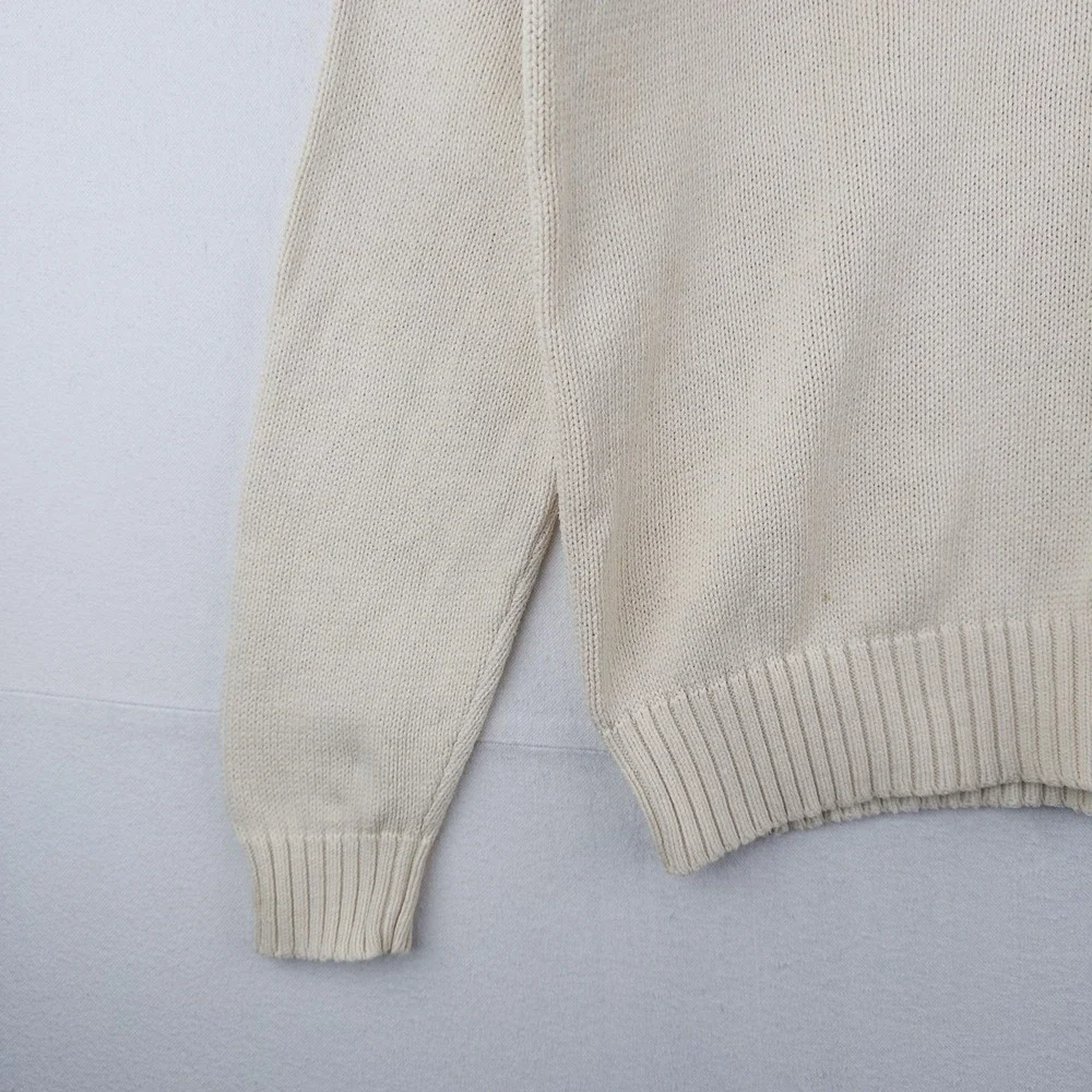 90's Vtg Polo Ralph Lauren Knit Sweater Mens XL Cream Beige Pima Cotton Crewneck